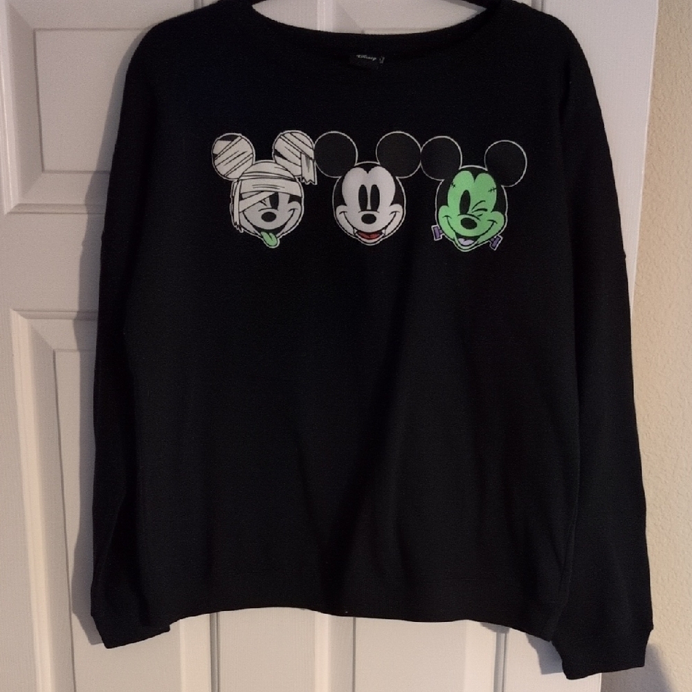 Disney Black Mickey Trio Crewneck Sweater Halloween